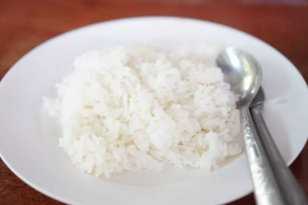 steamed rice on a plate