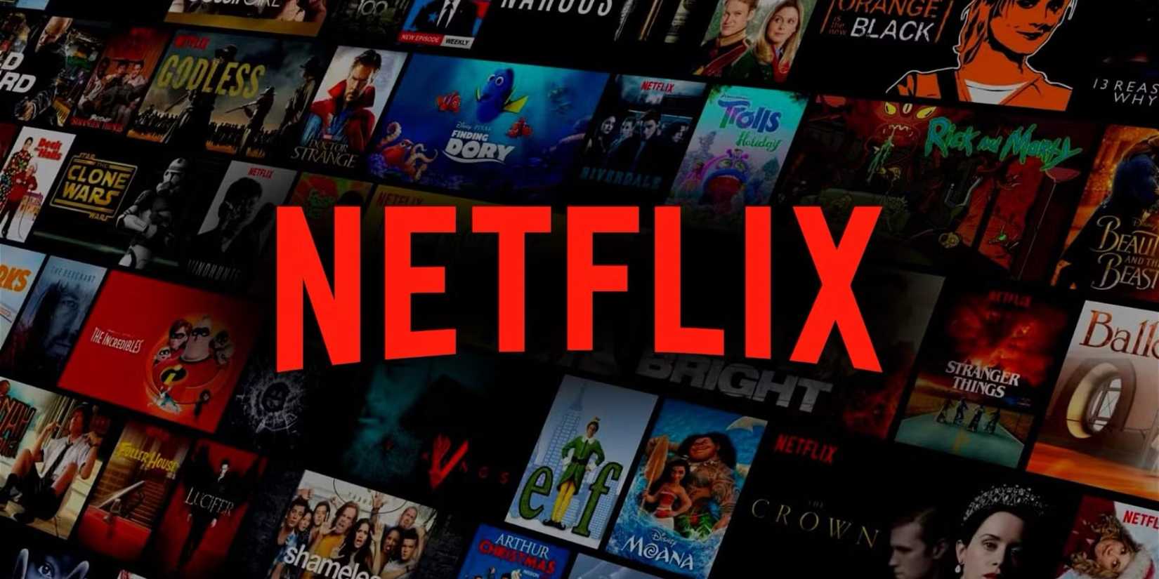 Netflix featured image - collage of Netflix tv series and movies behind the logo
