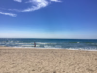 Photo by Sheila Webber of A Sandy Beach and the Sea and Blue Sky in Bournemouth in June 2024