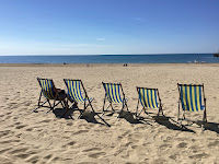 Photo by Sheila Webber of Deckchairs on Teh Beach on A Sunny Day in Bournemouth, June 2024
