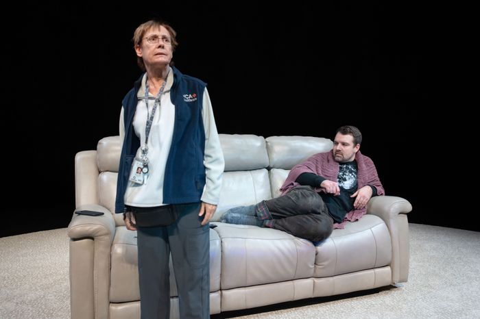Laurie Metcalf and Micah Stock in 'Little Bear Ridge Road,' at the Booth Theatre.
