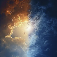 A Cloudy Sky With One Side Light and Teh Other Dark