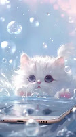 Image by Sheila Webber using Midjourney AI, prompt iphone screen, tiktok video, fluffy cat, kawaii --ar 9:16 --v 6.0