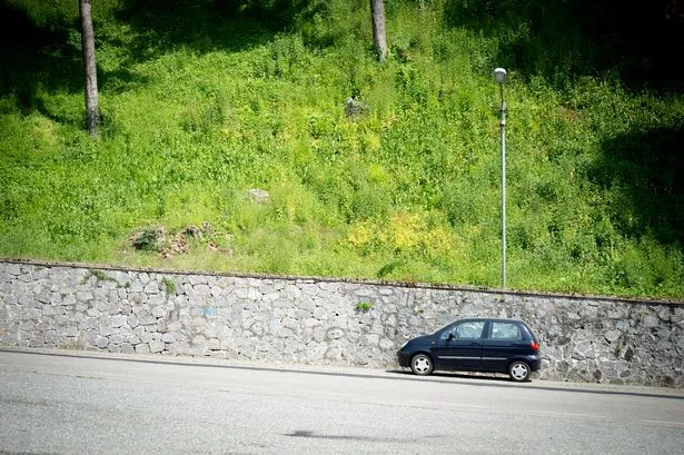 Car parked on steep hill