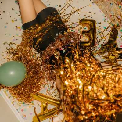 Tangled in decoration after the New Year's Eve party