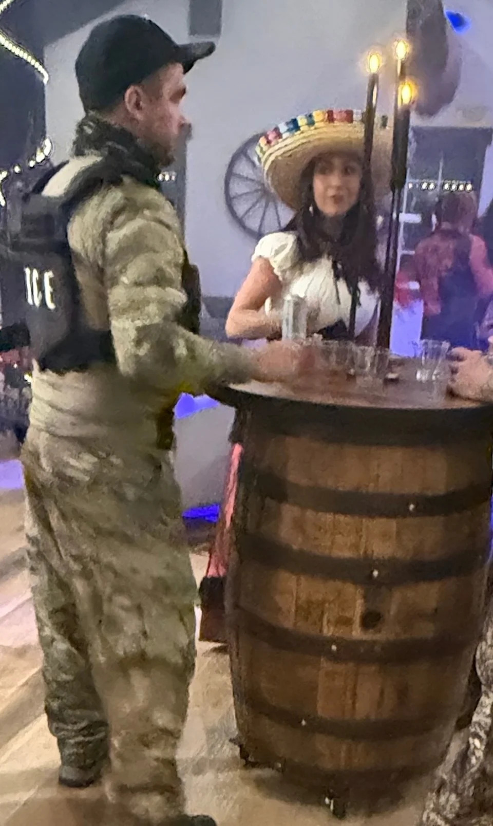 Obtained by ABC News - PHOTO: Rep. Lauren Boebert, R-Colo., attended a Halloween party Friday dressed as a Mexican woman while her boyfriend Kyle Pearcy wore an ICE vest over military-style clothes.