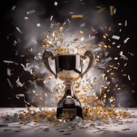 image of a shiny trophy with confetti