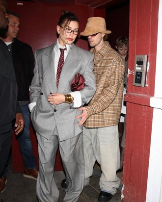 Hailey and Justin Bieber leave Funke after attending the Rhode Skin launch party in Beverly Hills